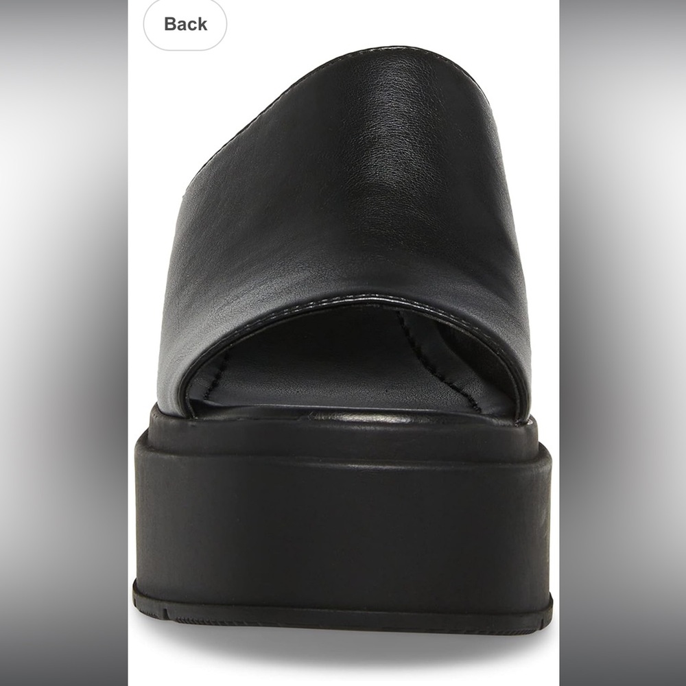 NEW Madden Girl Windy Black Paris Platform Wedge Slip-on Peep Toe Sandal Sz 11m - Picture 2 of 11